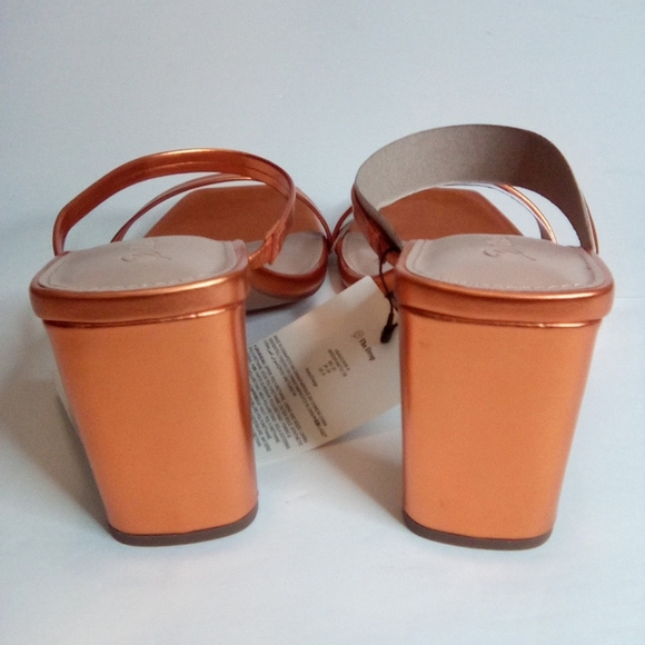 Avery Women's Two Strap High Heel Sandals, Sz.8, MetallicOrange- The Drop - Picture 8 of 16